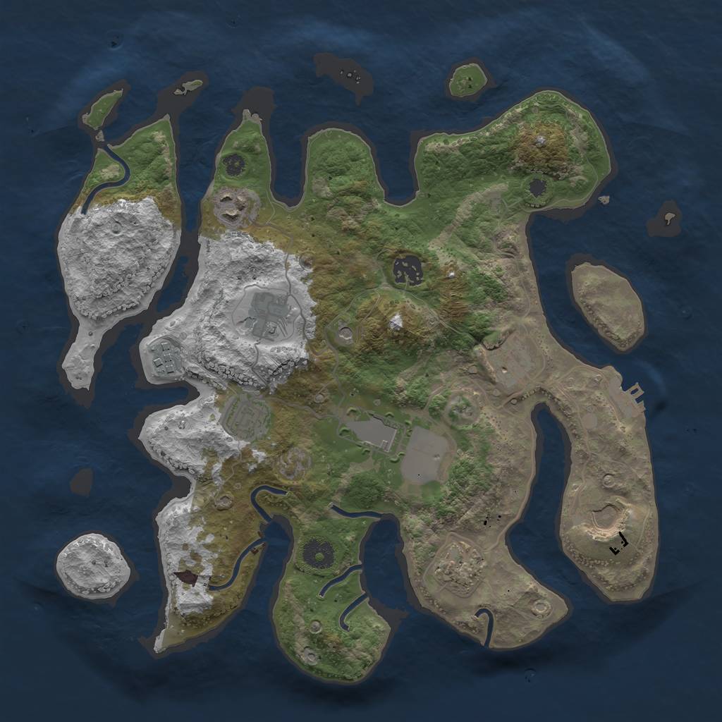 Rust Map: Procedural Map, Size: 3500, Seed: 420911, 13 Monuments