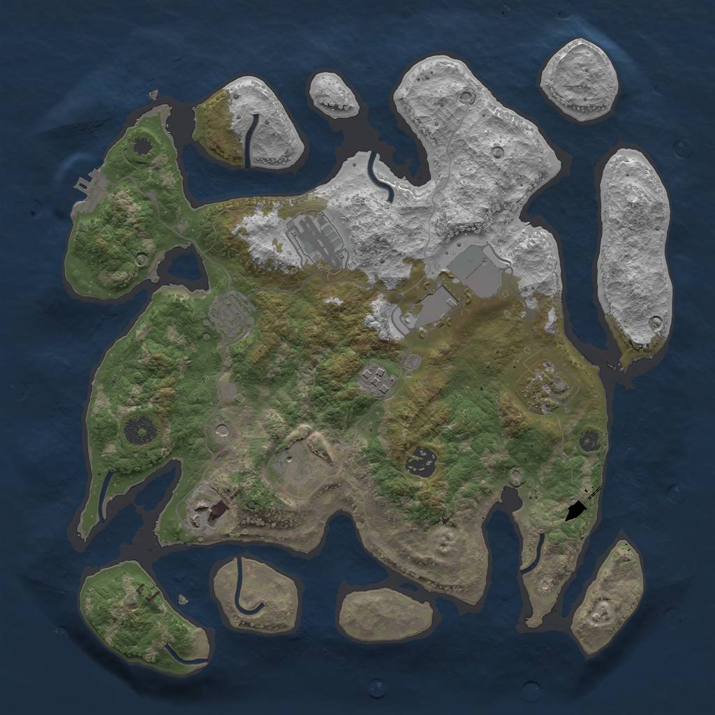 Rust Map: Procedural Map, Size: 3500, Seed: 2095659047, 12 Monuments