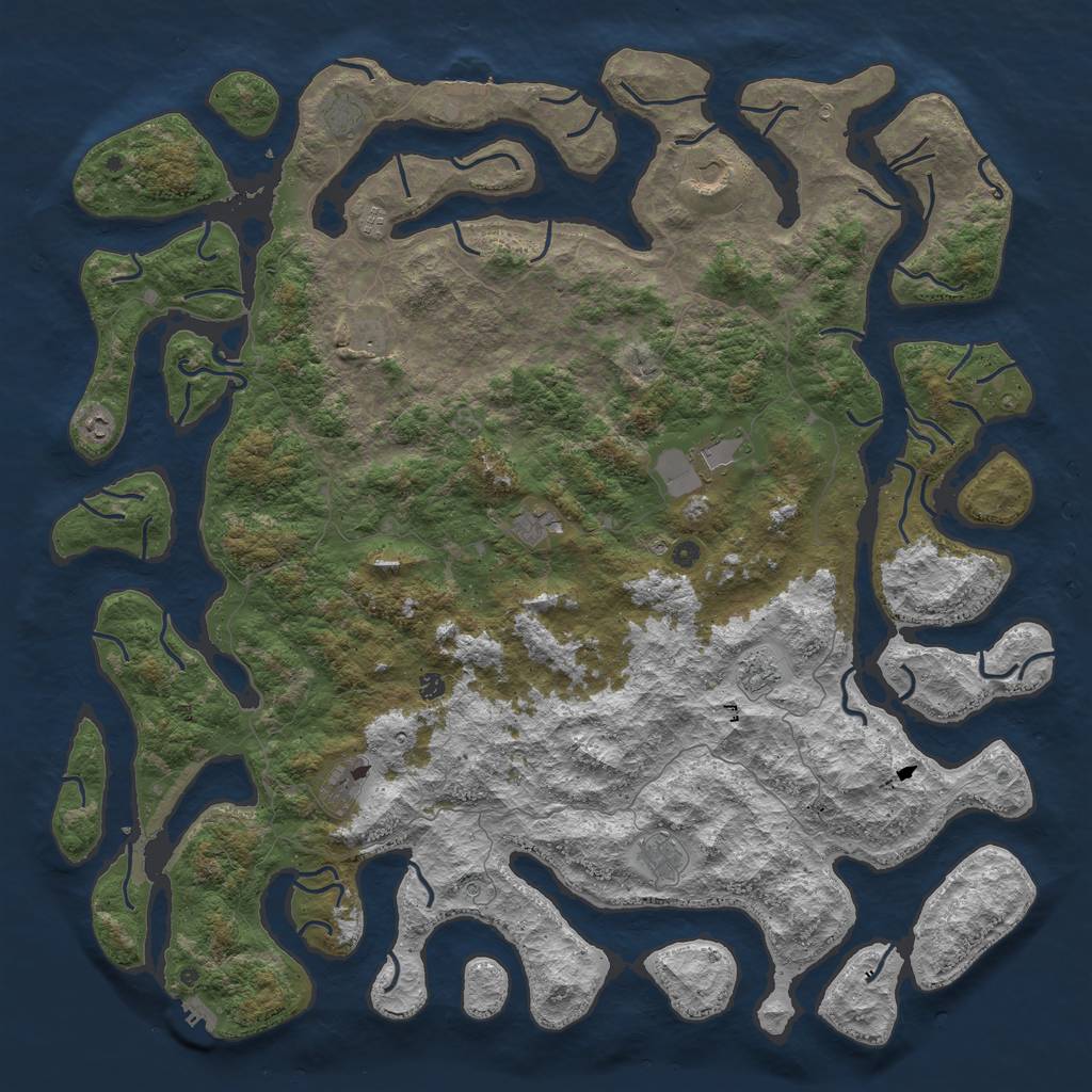 Rust Map: Procedural Map, Size: 6000, Seed: 103523063, 16 Monuments