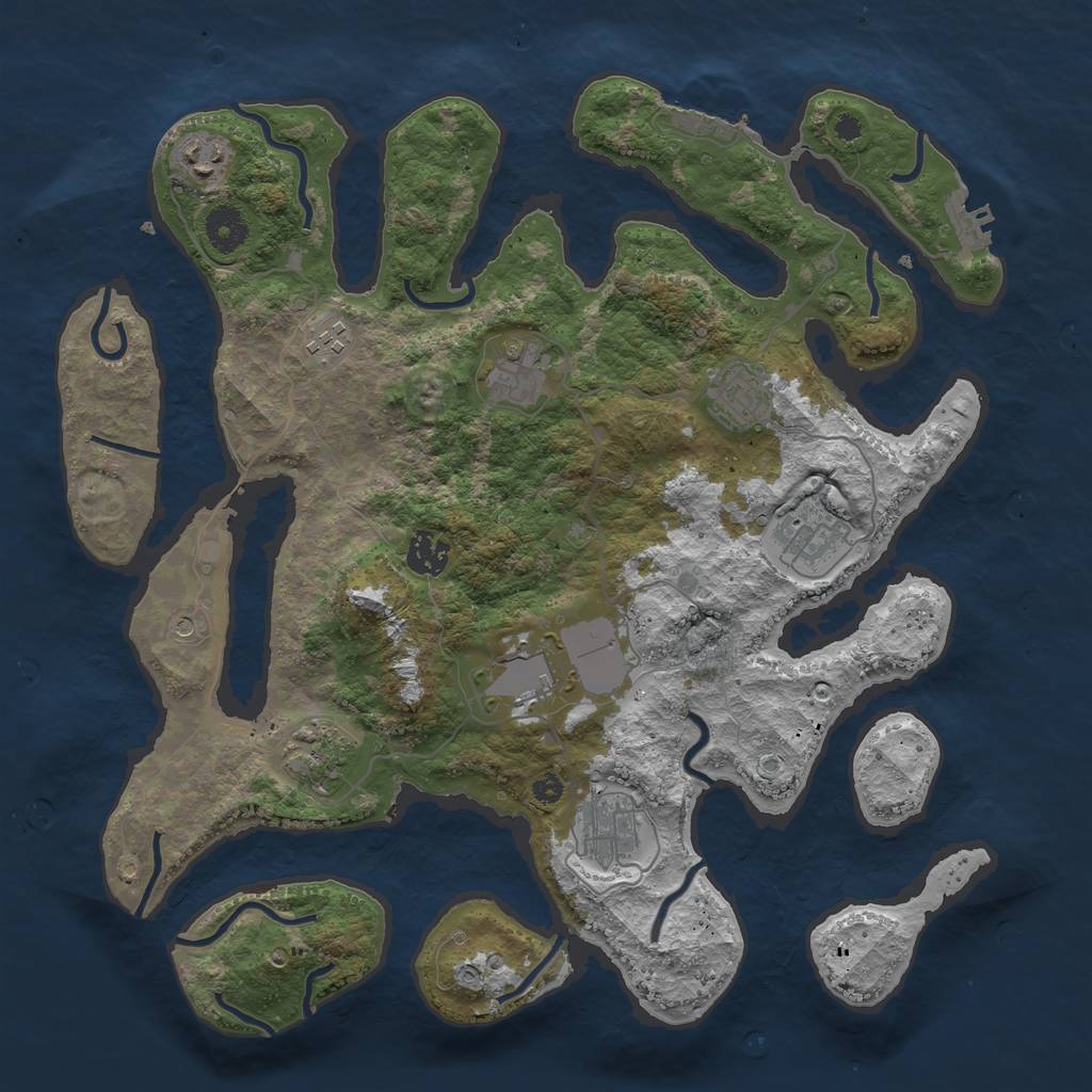 Rust Map: Procedural Map, Size: 3750, Seed: 28345, 14 Monuments