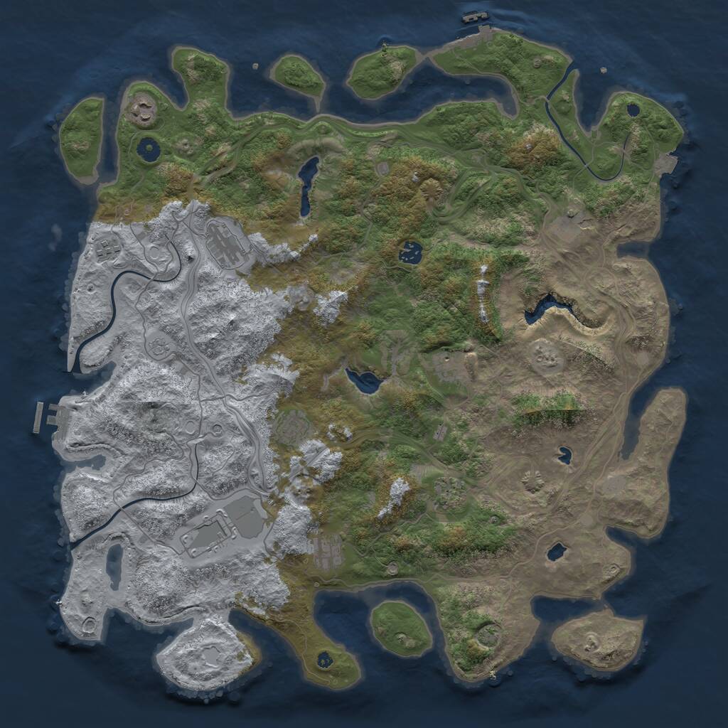 Rust Map: Procedural Map, Size: 4666, Seed: 5840782, 16 Monuments