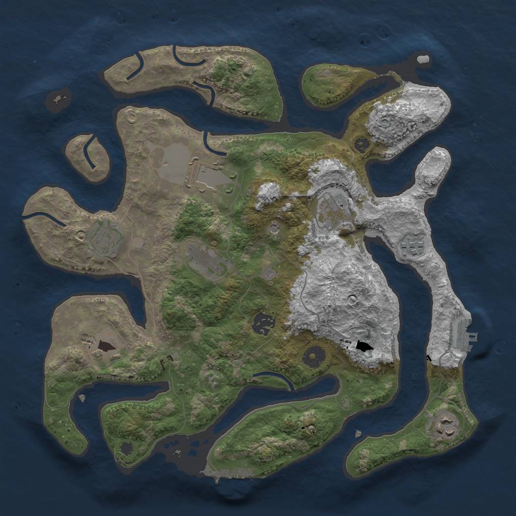 Rust Map: Procedural Map, Size: 3500, Seed: 250987, 13 Monuments