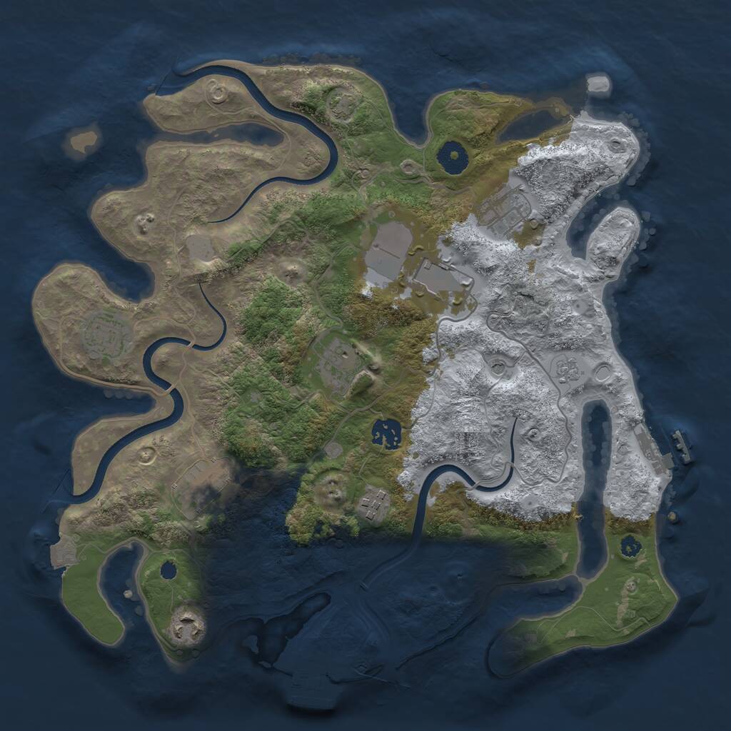 Rust Map: Procedural Map, Size: 3500, Seed: 250987, 14 Monuments