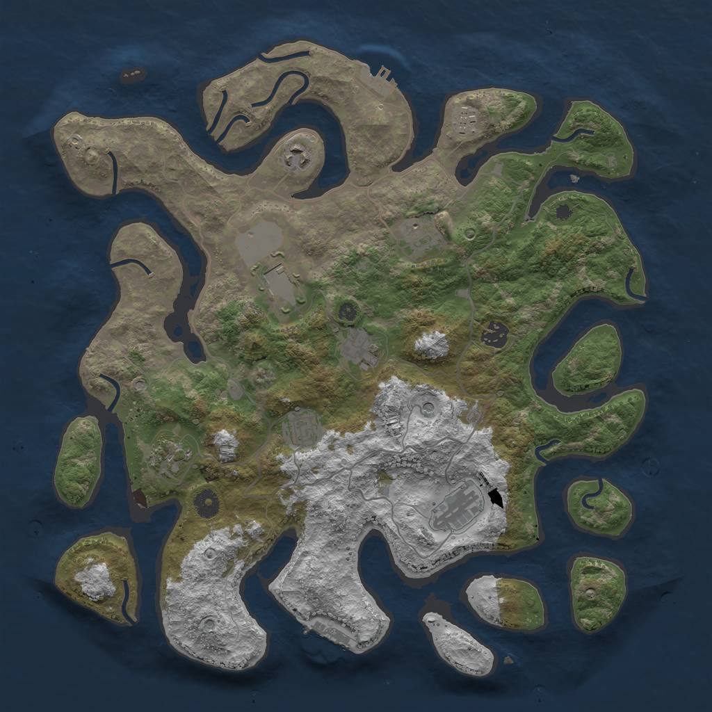 Rust Map: Procedural Map, Size: 4000, Seed: 8646487, 14 Monuments