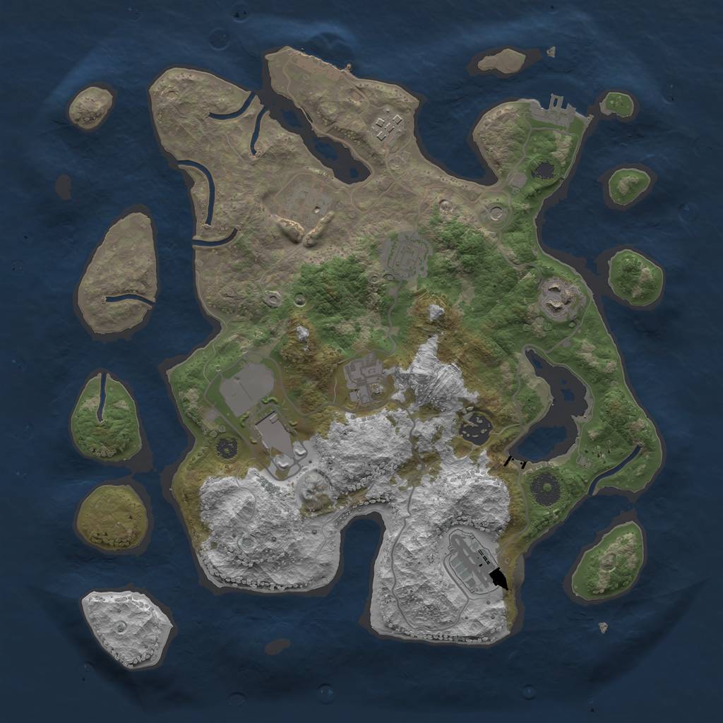 Rust Map: Procedural Map, Size: 3500, Seed: 1423, 13 Monuments