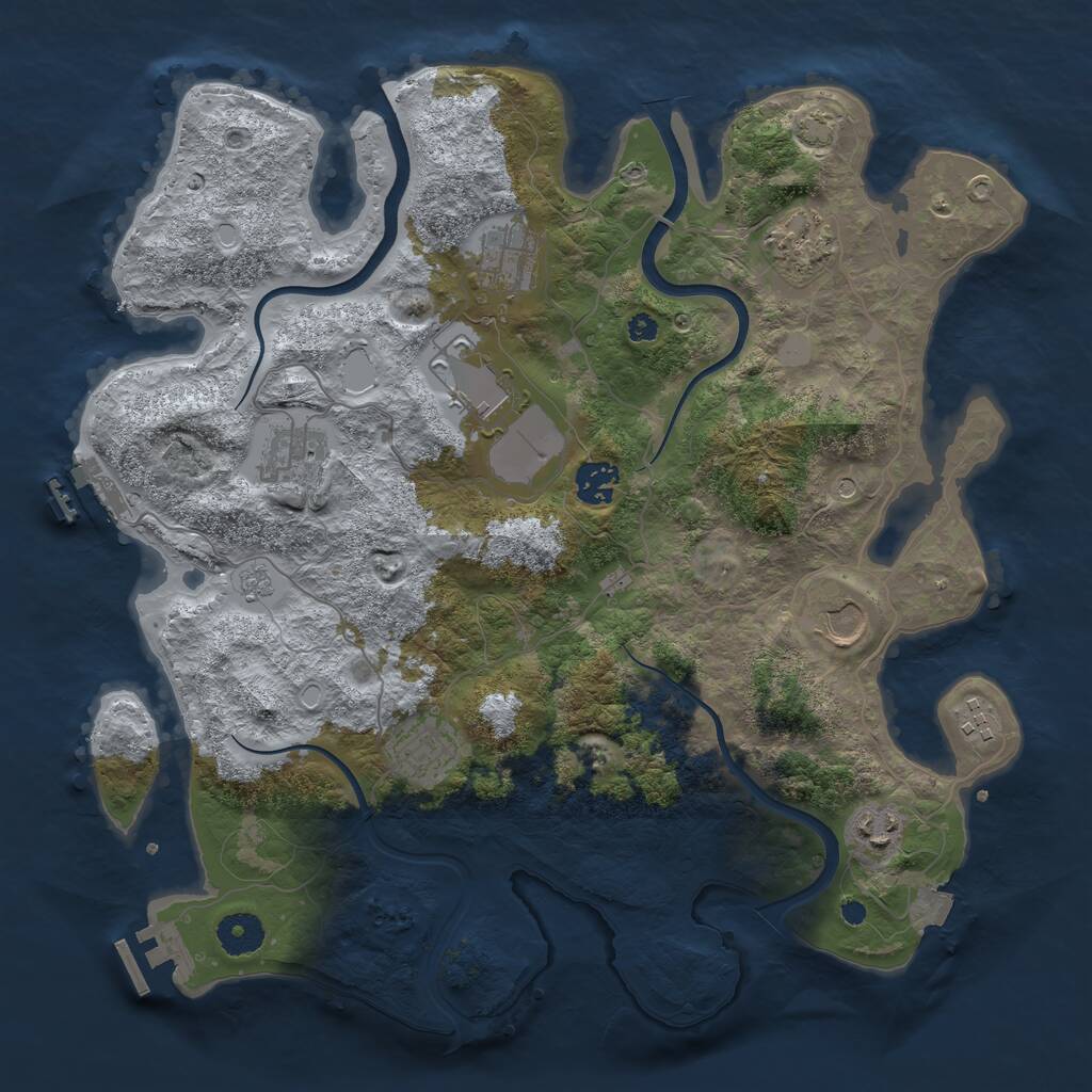 Rust Map: Procedural Map, Size: 3700, Seed: 711414, 15 Monuments