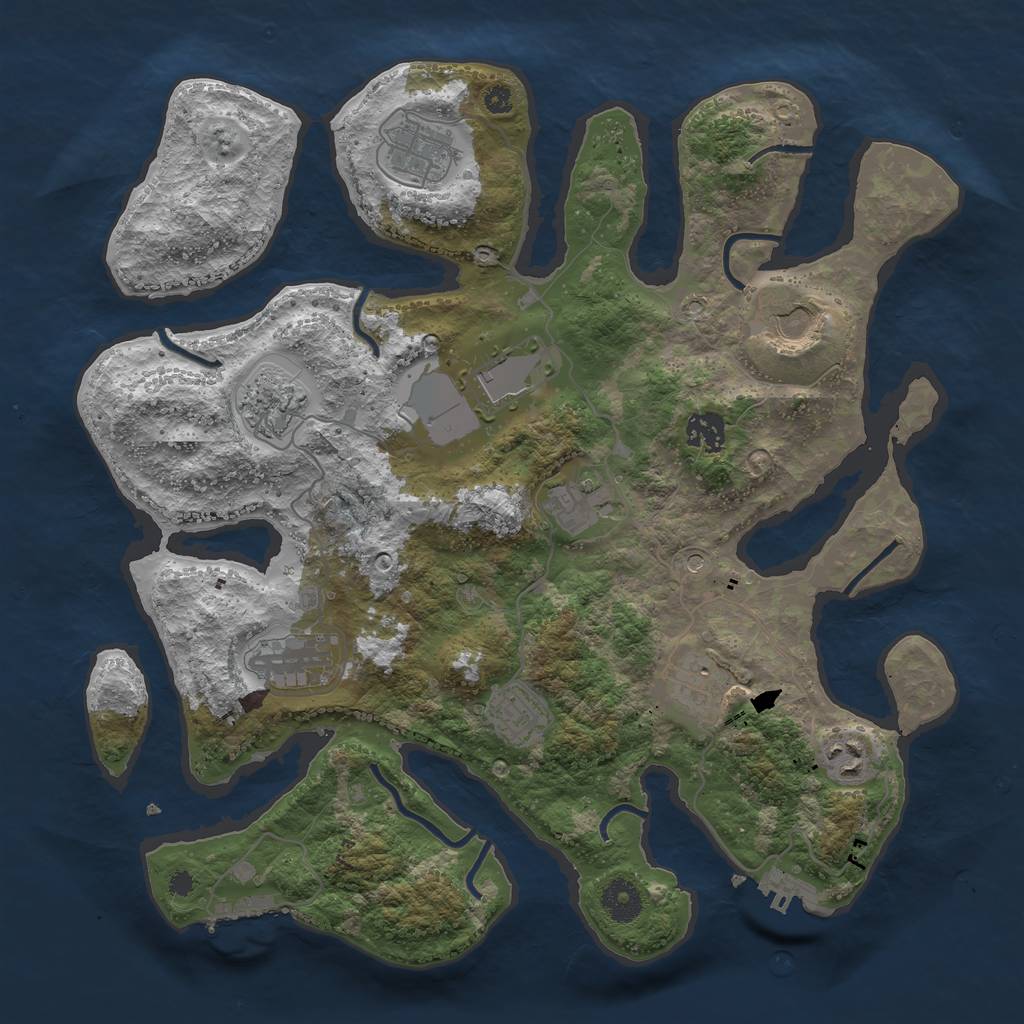 Rust Map: Procedural Map, Size: 3700, Seed: 711414, 15 Monuments