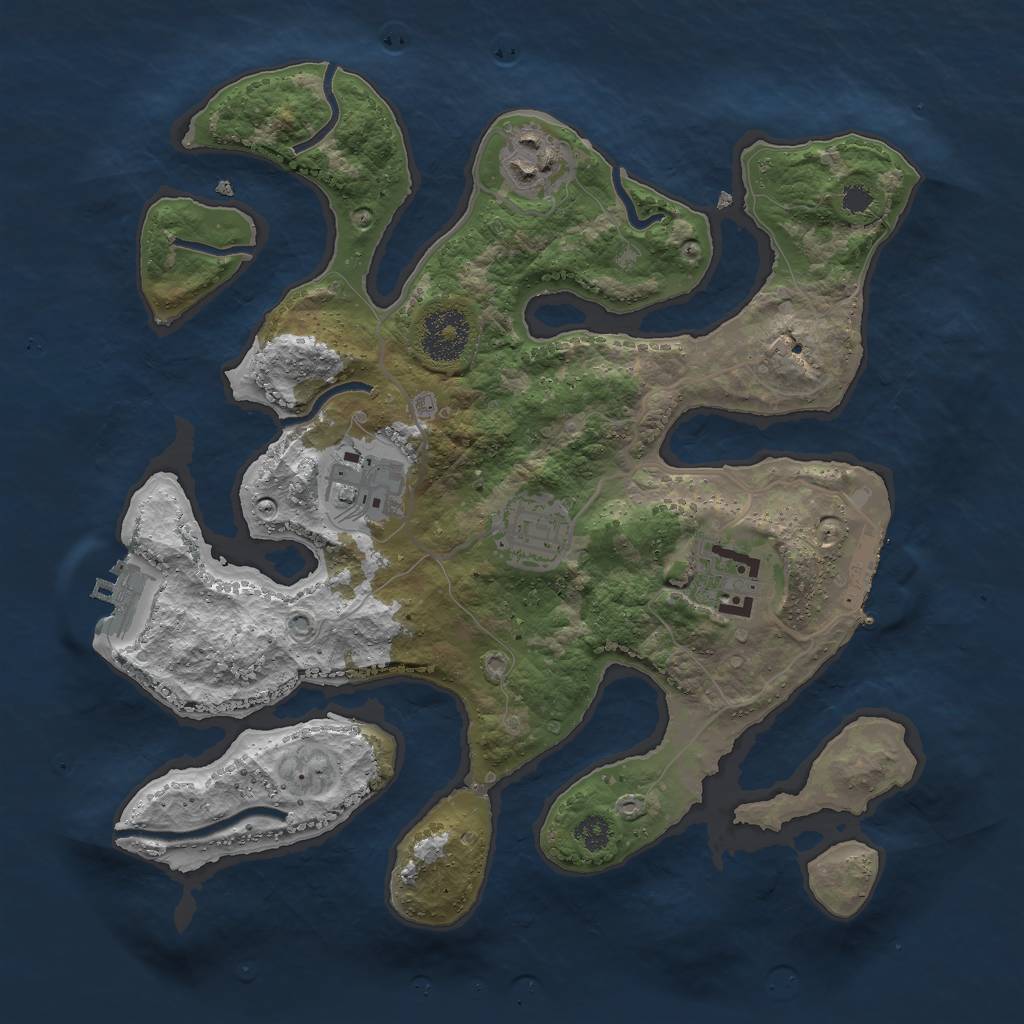 Rust Map: Procedural Map, Size: 3000, Seed: 906539633, 8 Monuments