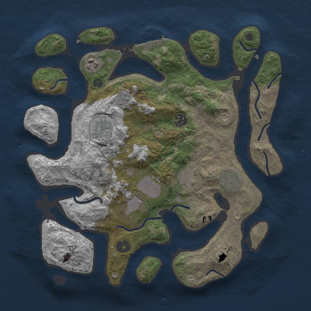 Rust Map: Procedural Map, Size: 3500, Seed: 120267821, 11 Monuments