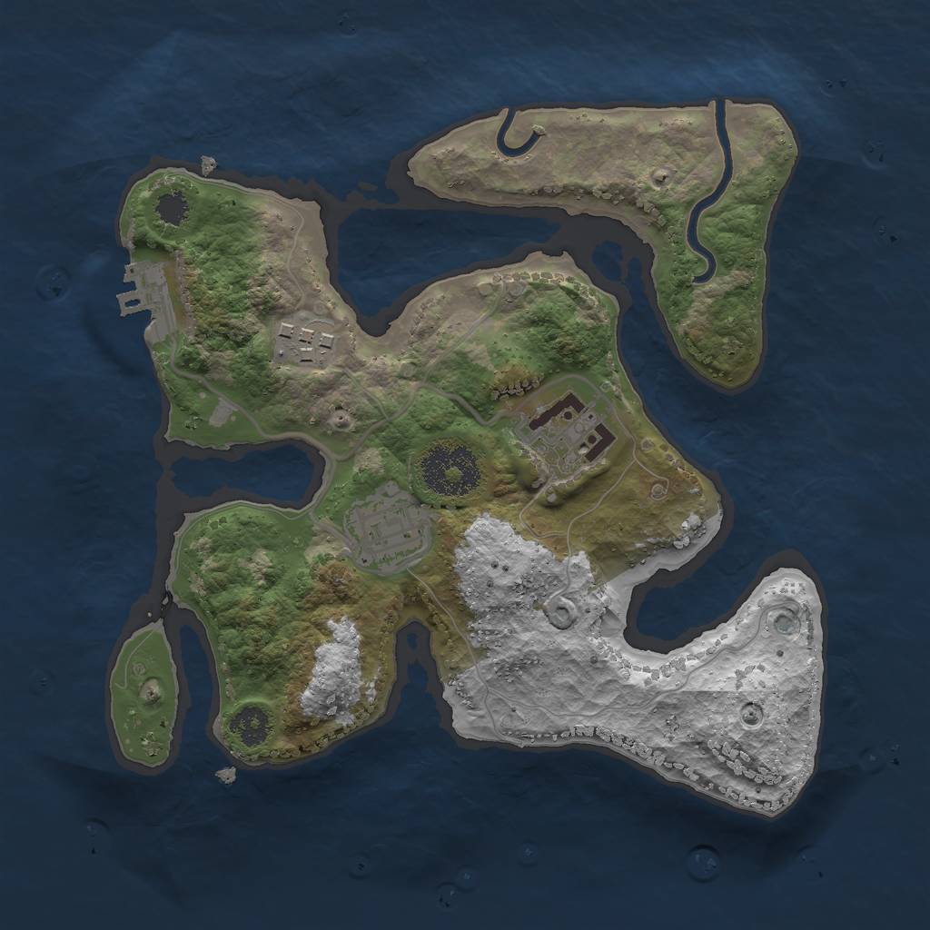 Rust Map: Procedural Map, Size: 2500, Seed: 214365, 6 Monuments