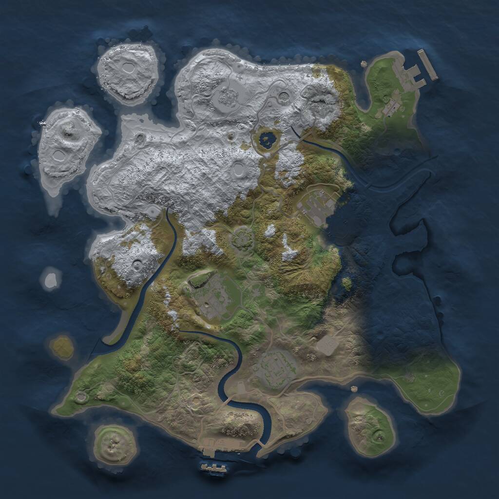 Rust Map: Procedural Map, Size: 3000, Seed: 1841288507, 9 Monuments