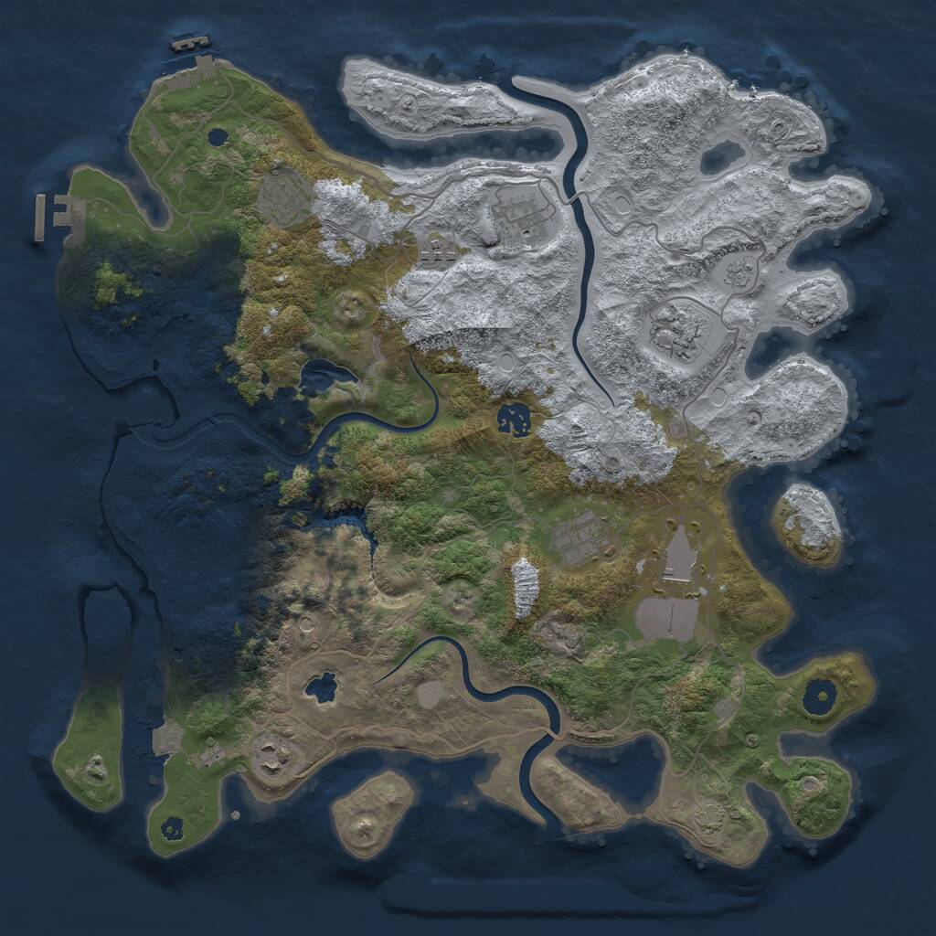 Rust Map: Procedural Map, Size: 4000, Seed: 122008022, 14 Monuments
