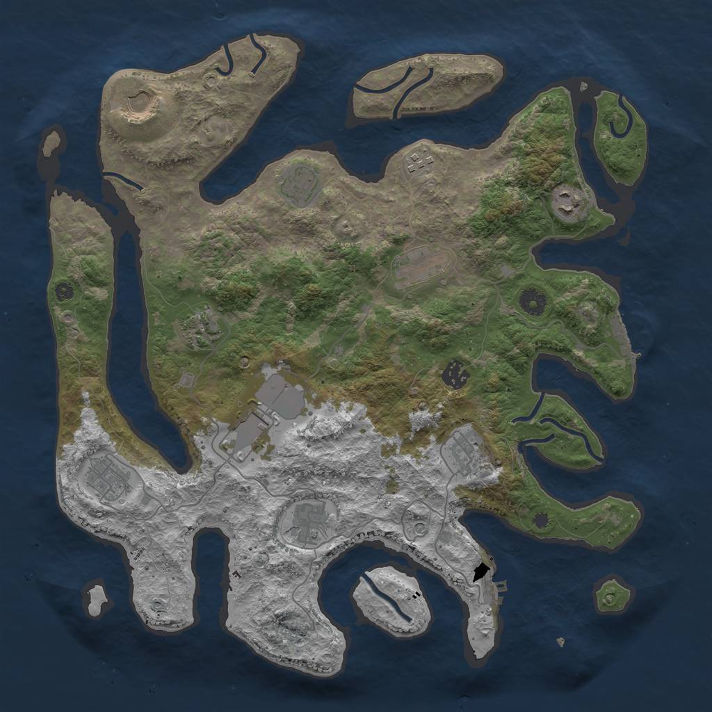 Rust Map: Procedural Map, Size: 3969, Seed: 907, 16 Monuments