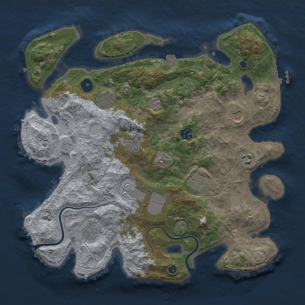 Rust Map: Procedural Map, Size: 3700, Seed: 5913223, 14 Monuments
