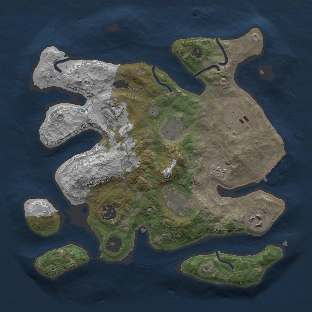 Rust Map: Procedural Map, Size: 3000, Seed: 1063944980, 11 Monuments
