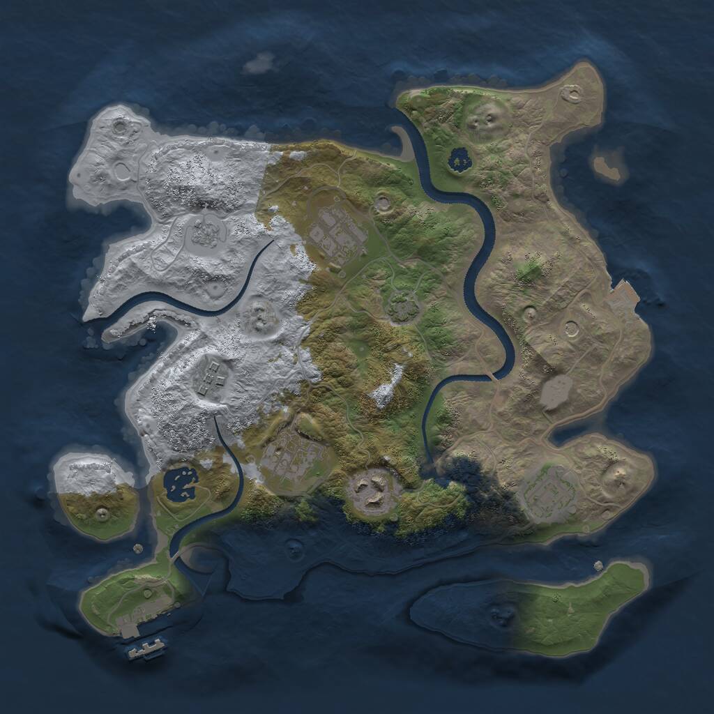 Rust Map: Procedural Map, Size: 3000, Seed: 1063944980, 11 Monuments