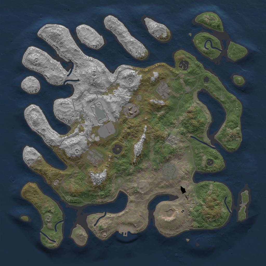 Rust Map: Procedural Map, Size: 4000, Seed: 951248778, 12 Monuments