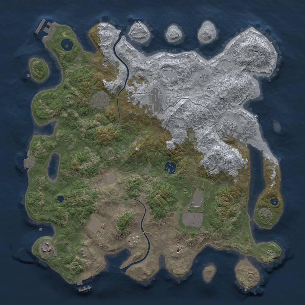 Rust Map: Procedural Map, Size: 3850, Seed: 392382783, 14 Monuments