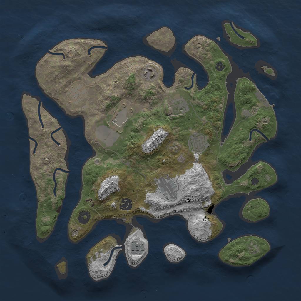 Rust Map: Procedural Map, Size: 3500, Seed: 3539814, 11 Monuments