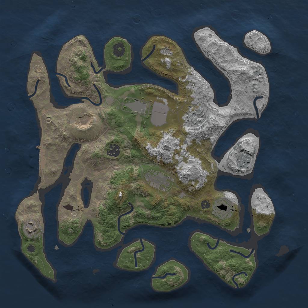 Rust Map: Procedural Map, Size: 3500, Seed: 116518161, 12 Monuments