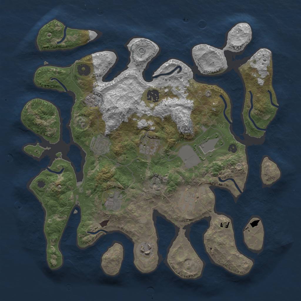 Rust Map: Procedural Map, Size: 3500, Seed: 1395990968, 11 Monuments