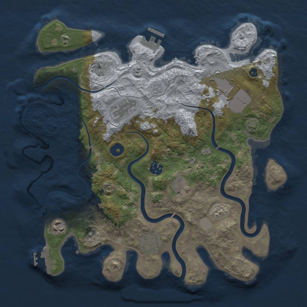 Rust Map: Procedural Map, Size: 3500, Seed: 1395990968, 13 Monuments
