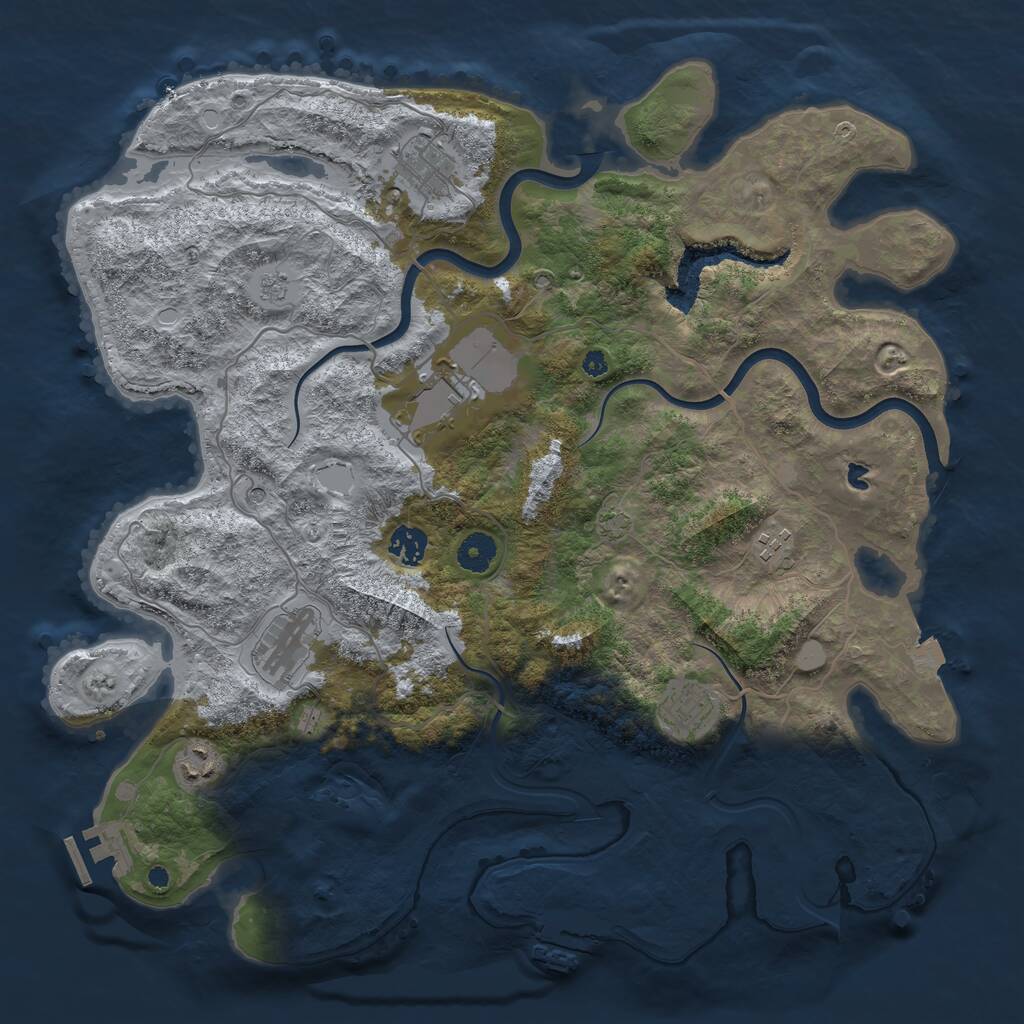 Rust Map: Procedural Map, Size: 4000, Seed: 546684716, 13 Monuments