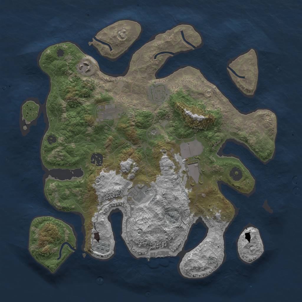 Rust Map: Procedural Map, Size: 3500, Seed: 374893479, 11 Monuments