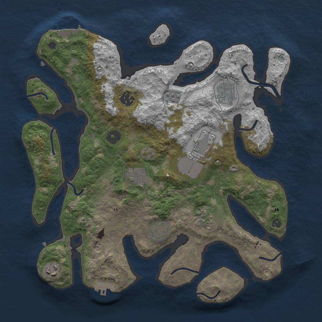 Rust Map: Procedural Map, Size: 3500, Seed: 1016348645, 13 Monuments