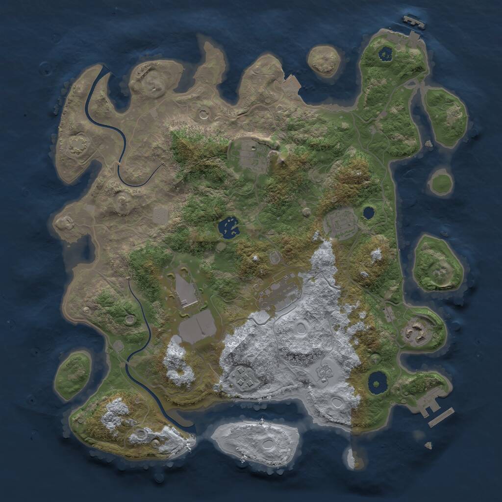 Rust Map: Procedural Map, Size: 3500, Seed: 64978, 13 Monuments