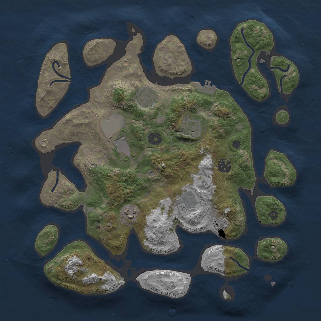 Rust Map: Procedural Map, Size: 3500, Seed: 64978, 11 Monuments