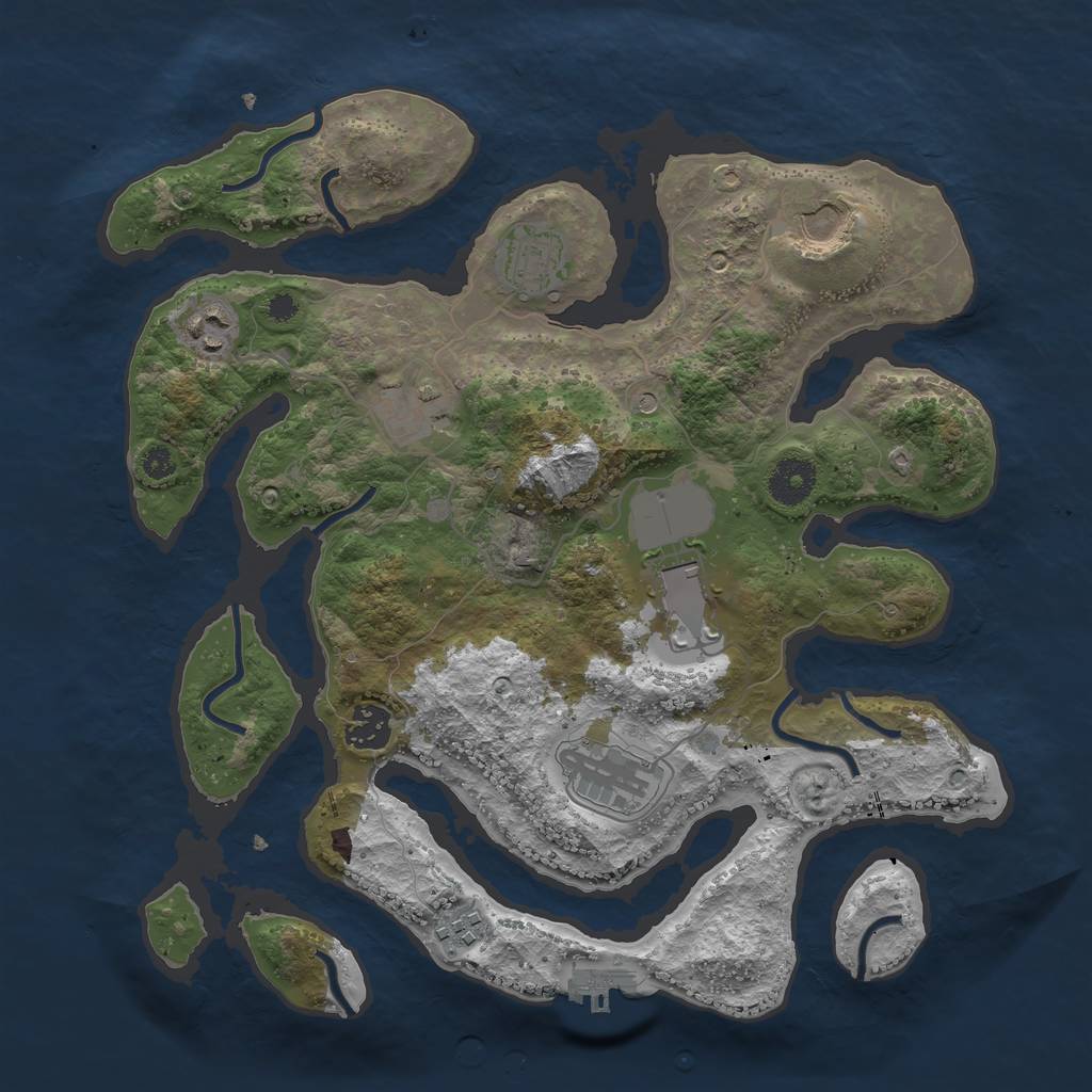 Rust Map: Procedural Map, Size: 3500, Seed: 959945290, 12 Monuments