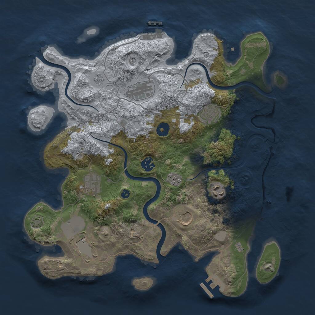 Rust Map: Procedural Map, Size: 3500, Seed: 237561558, 14 Monuments