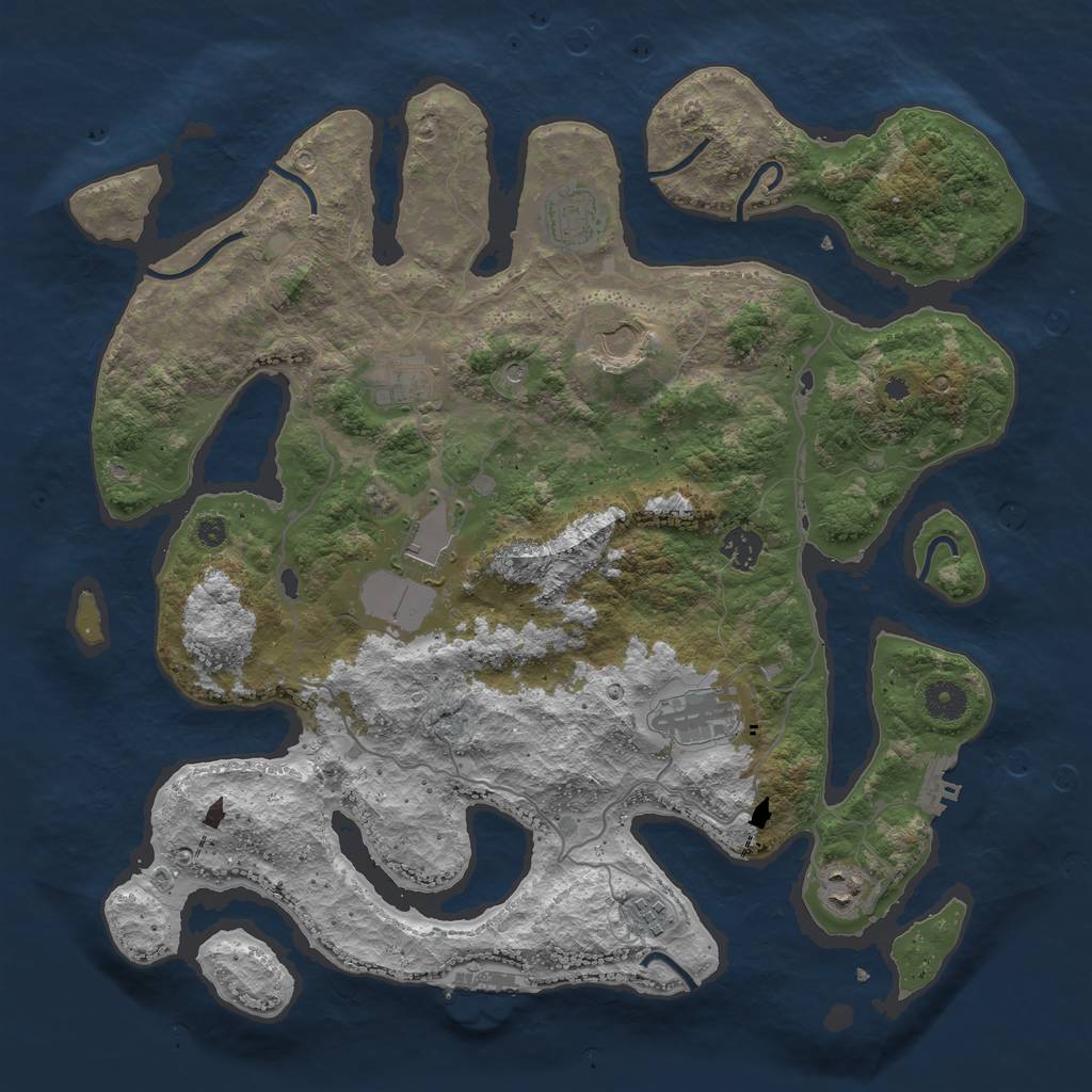Rust Map: Procedural Map, Size: 4000, Seed: 1069913406, 13 Monuments