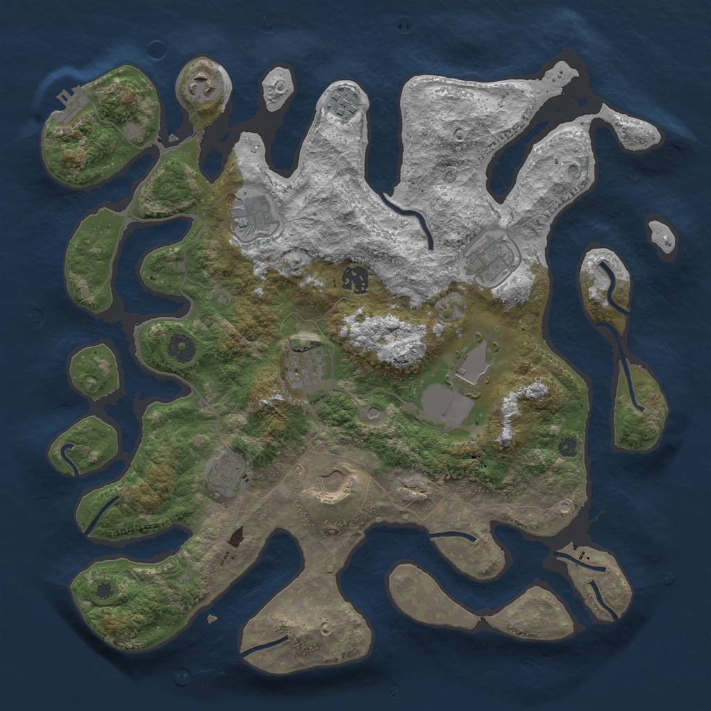 Rust Map: Procedural Map, Size: 3800, Seed: 237911101, 13 Monuments