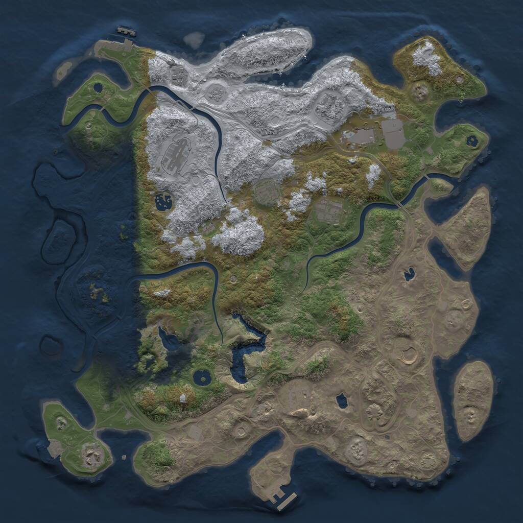 Rust Map: Procedural Map, Size: 4500, Seed: 12323, 16 Monuments