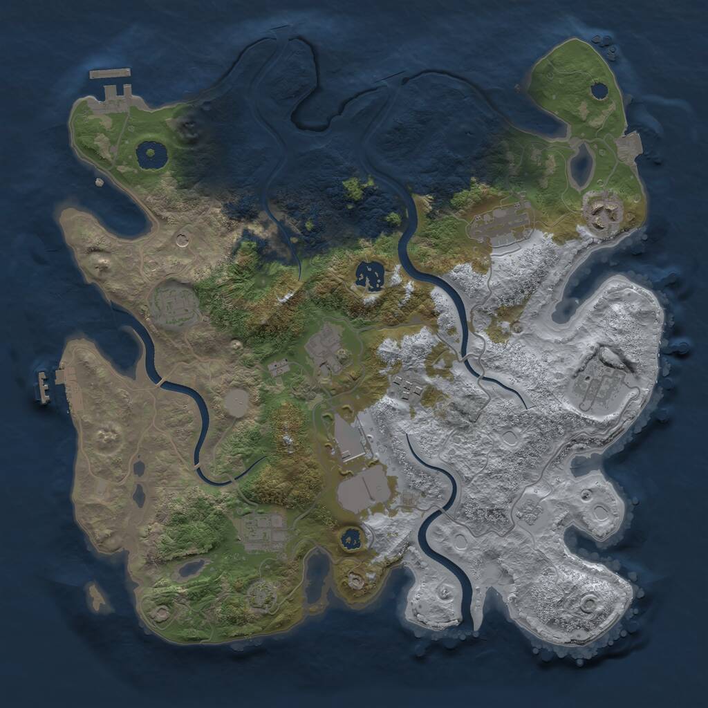 Rust Map: Procedural Map, Size: 3500, Seed: 33445566, 15 Monuments