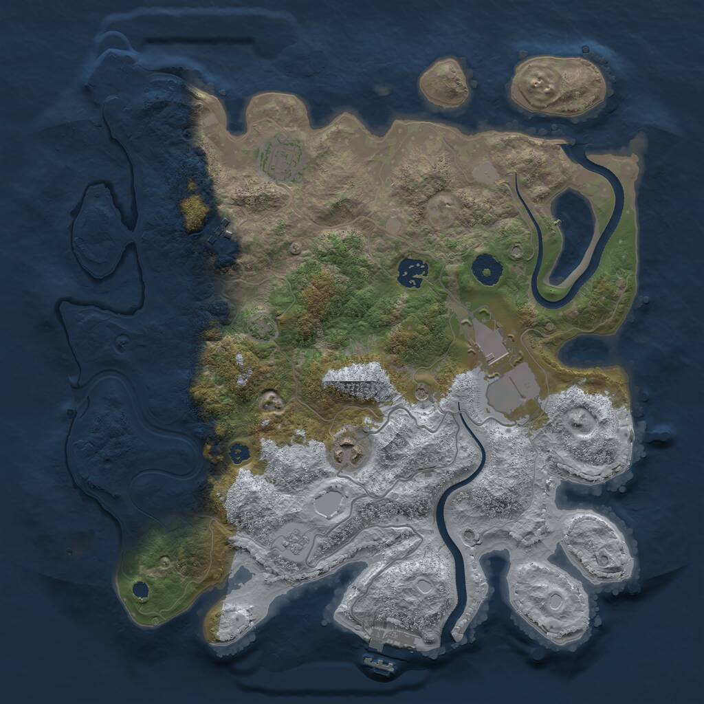 Rust Map: Procedural Map, Size: 3500, Seed: 241954363, 11 Monuments