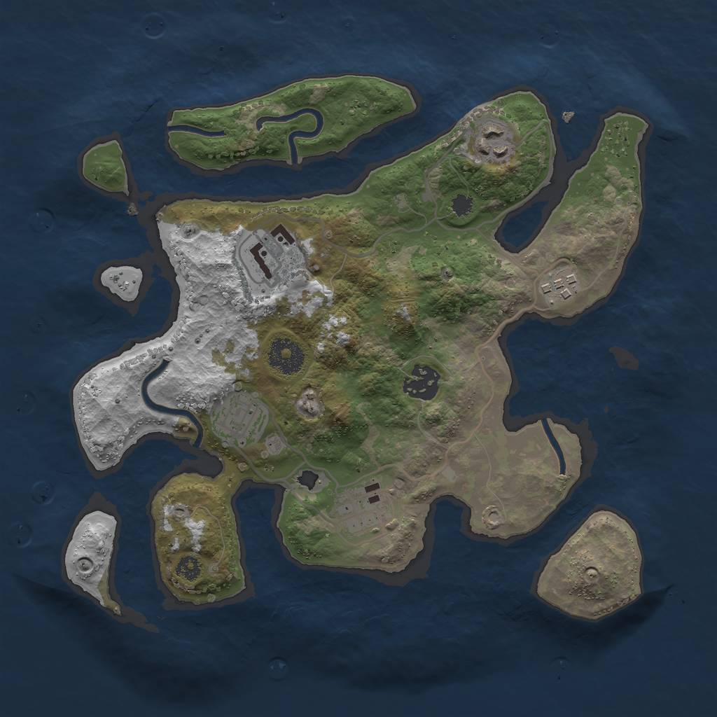 Rust Map: Procedural Map, Size: 3000, Seed: 203441998, 8 Monuments