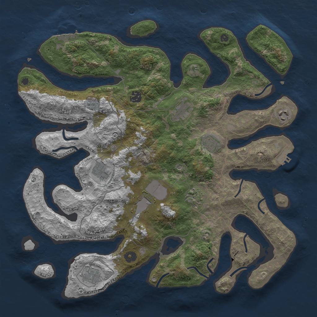 Rust Map: Procedural Map, Size: 4000, Seed: 1893551005, 14 Monuments