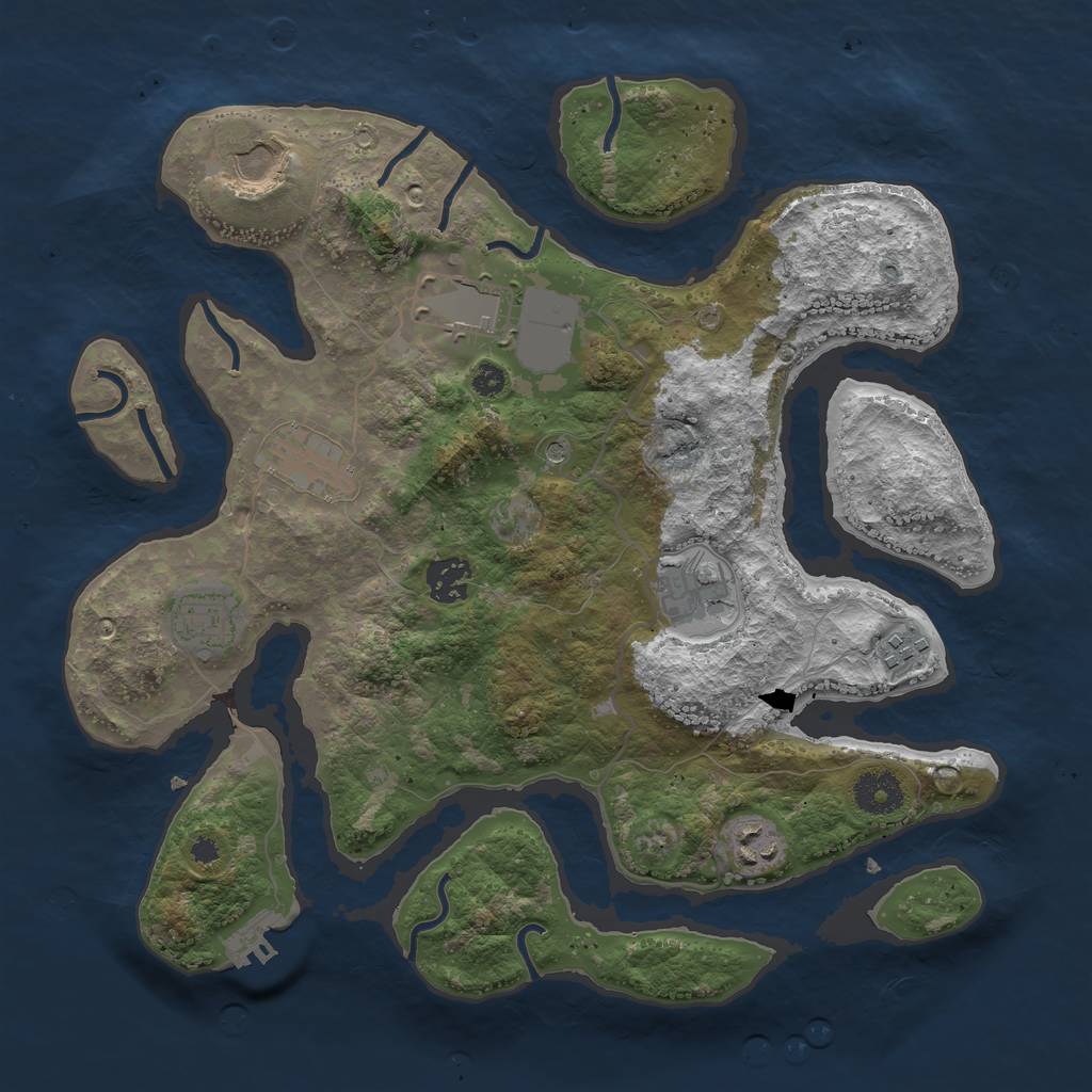 Rust Map: Procedural Map, Size: 3500, Seed: 2839403, 12 Monuments