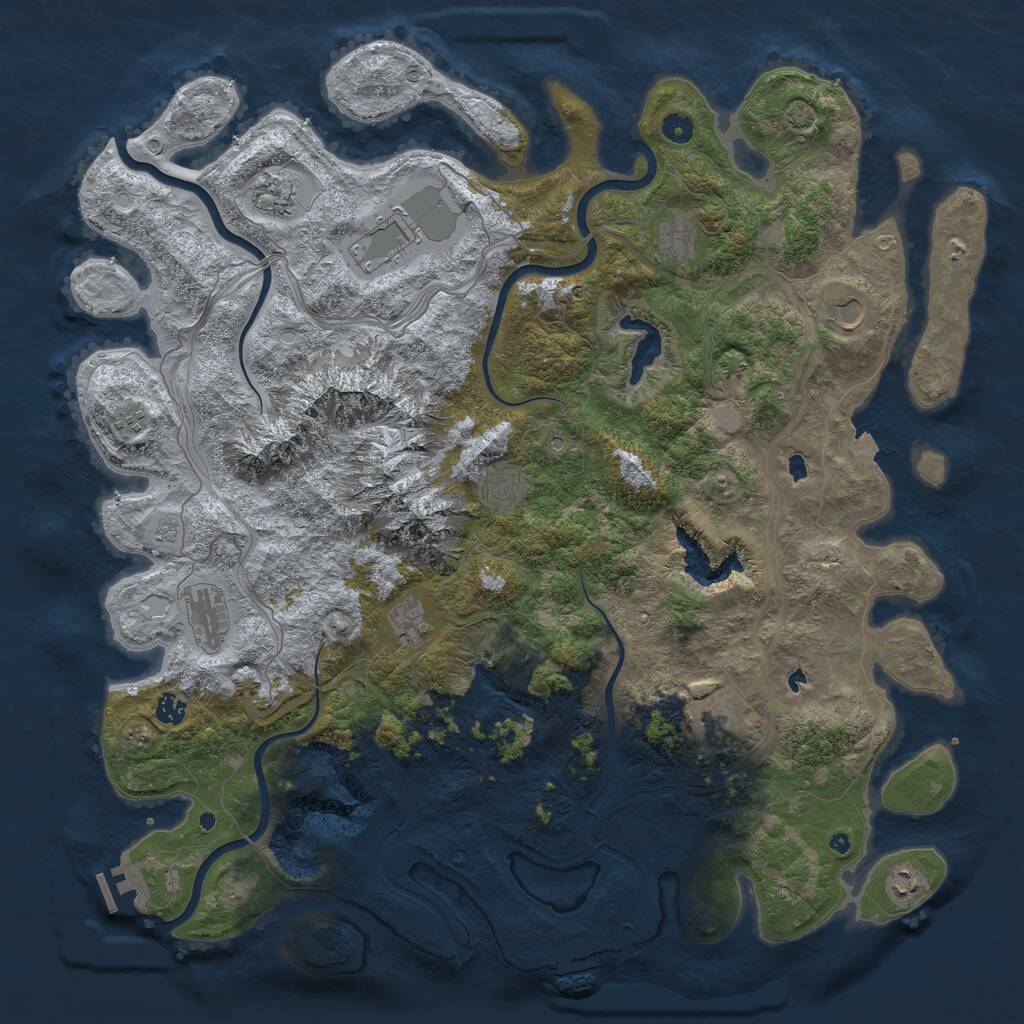 Rust Map: Procedural Map, Size: 5000, Seed: 923874982, 17 Monuments
