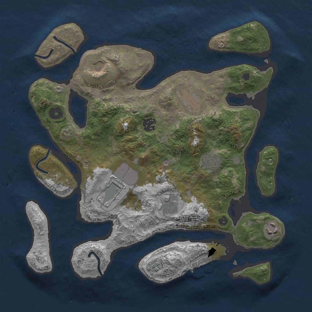 Rust Map: Procedural Map, Size: 3500, Seed: 535835151, 12 Monuments
