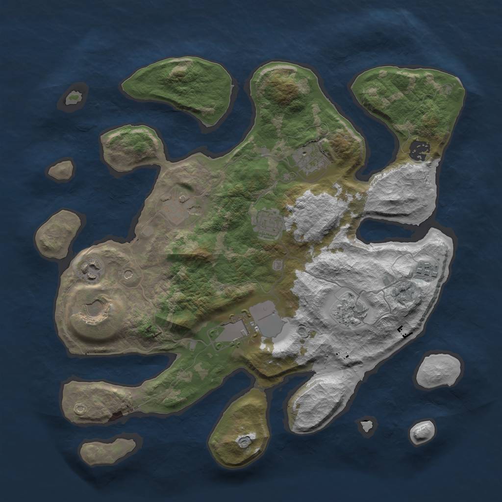 Rust Map: Barren, Size: 3600, Seed: 576317, 12 Monuments