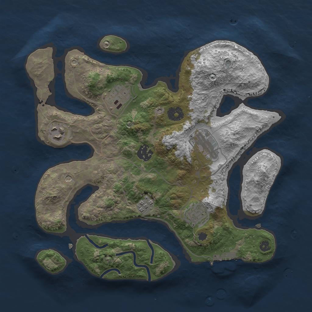 Rust Map: Procedural Map, Size: 3000, Seed: 20210707, 10 Monuments