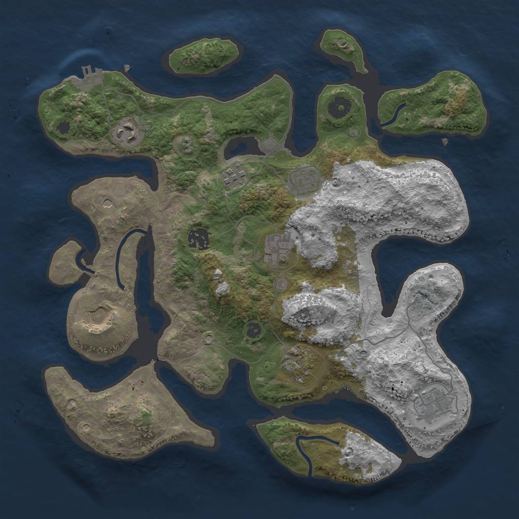 Rust Map: Procedural Map, Size: 3500, Seed: 1955945659, 12 Monuments