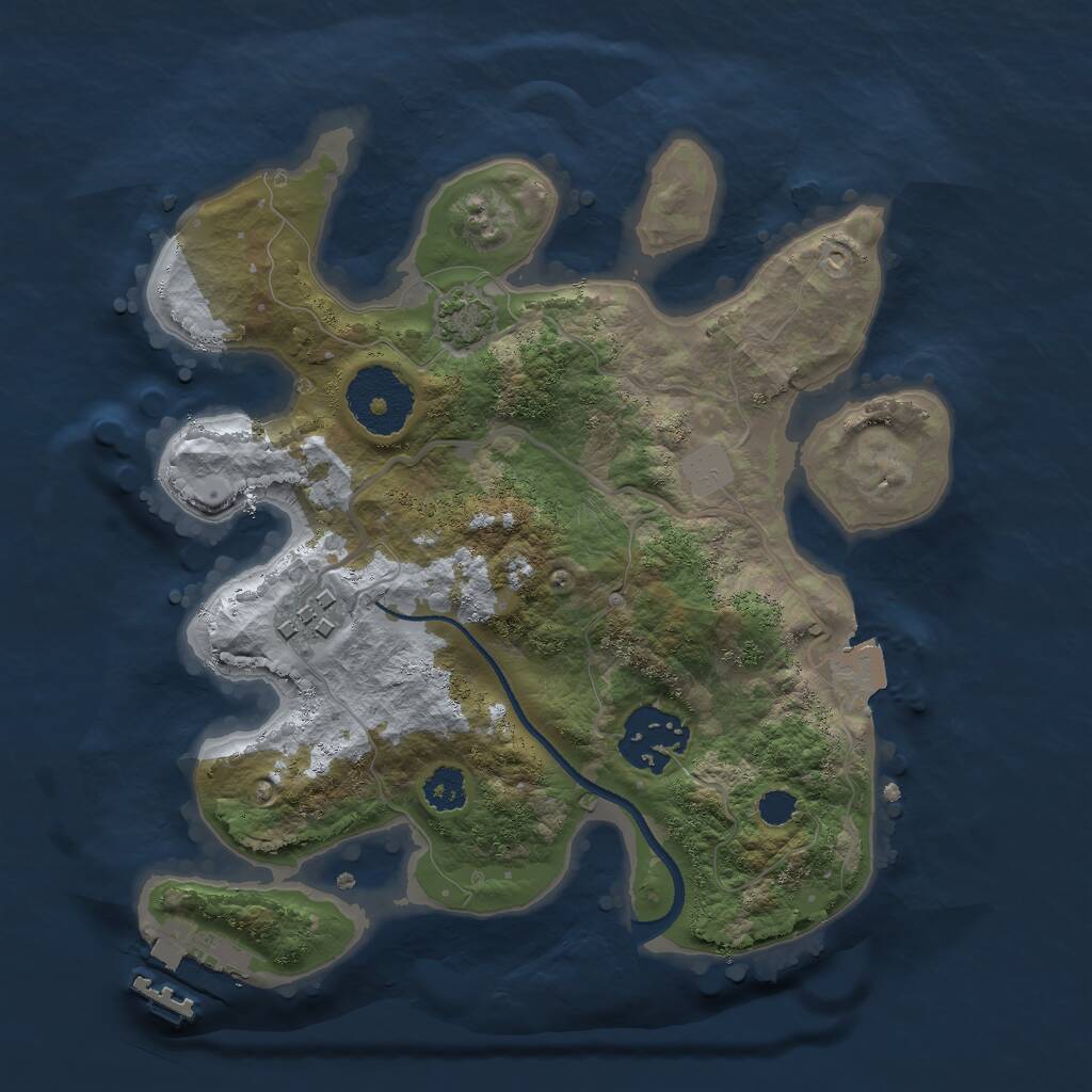Rust Map: Procedural Map, Size: 2500, Seed: 20407, 5 Monuments