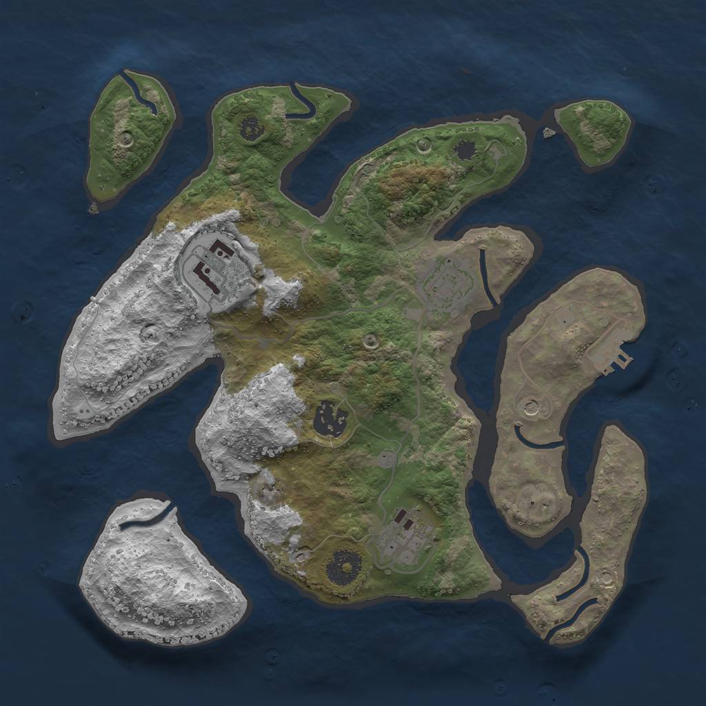 Rust Map: Procedural Map, Size: 3000, Seed: 177414512, 8 Monuments