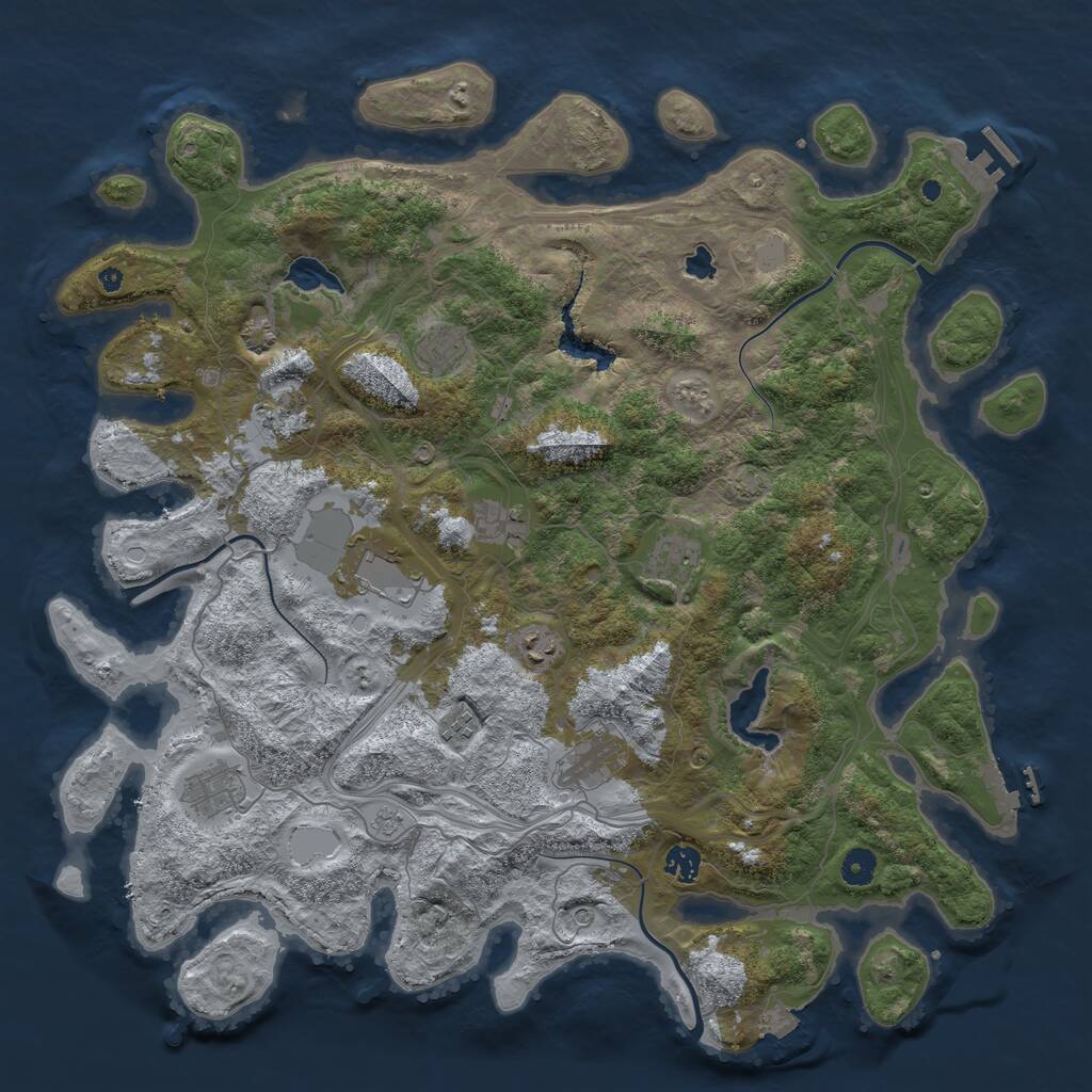 Rust Map: Procedural Map, Size: 4500, Seed: 1192885101, 16 Monuments