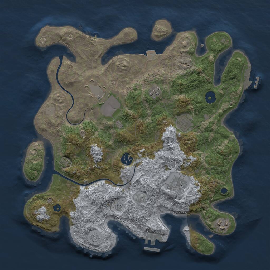 Rust Map: Procedural Map, Size: 3500, Seed: 8646487, 12 Monuments